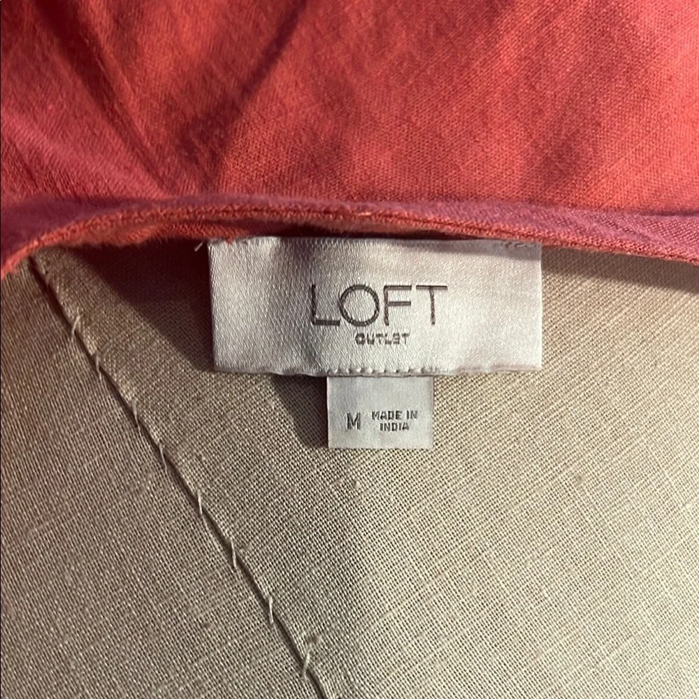 LOFT Orange Blouse Relaxed Fit 3/4 Sleeves - Picture 5 of 6